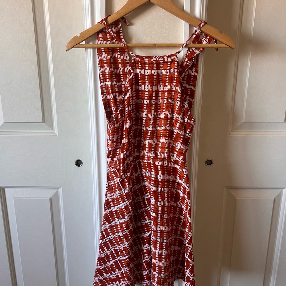 NATIVE YOUTH orange and White Mini Dress